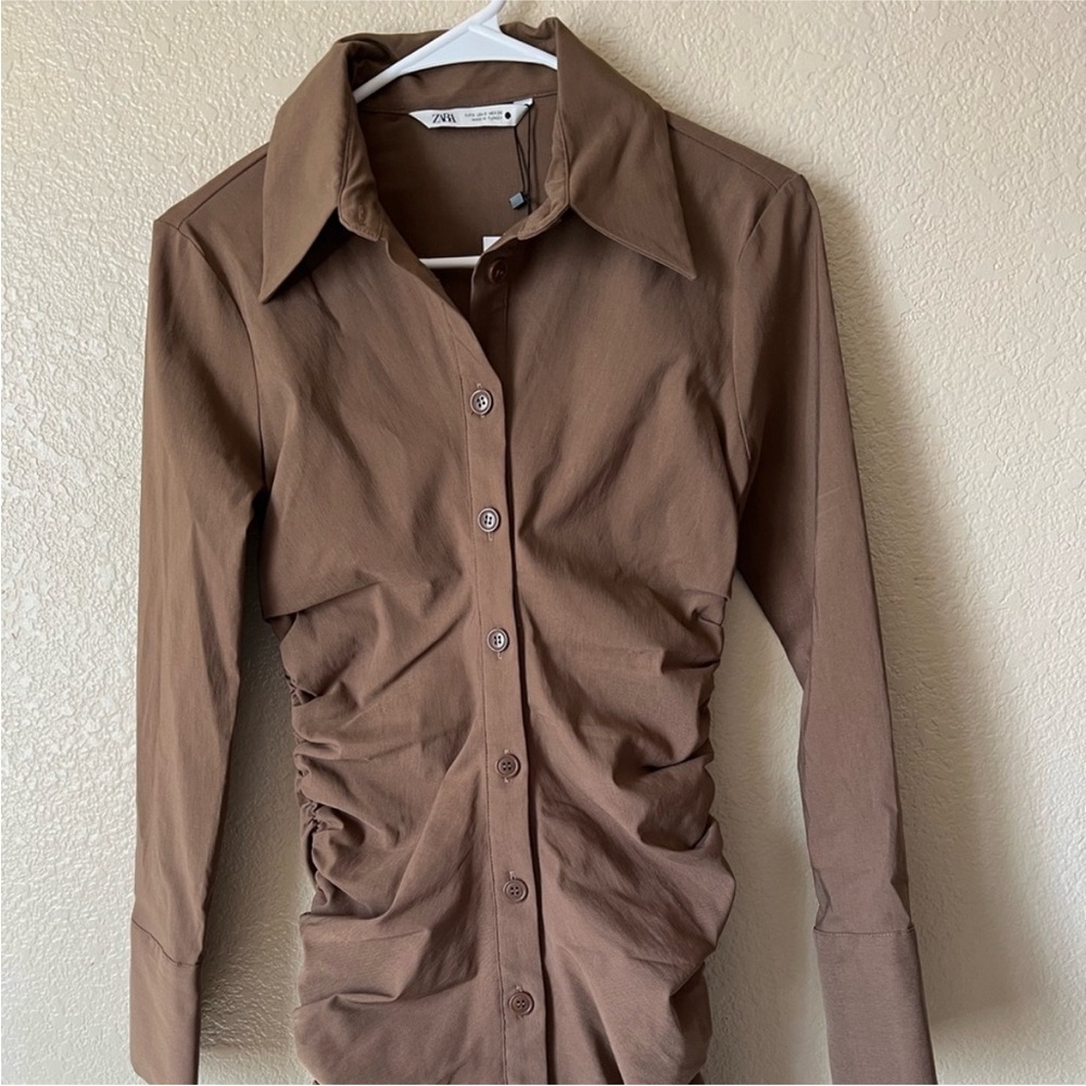 Brown Button-Up Dress - Picture 2 of 5
